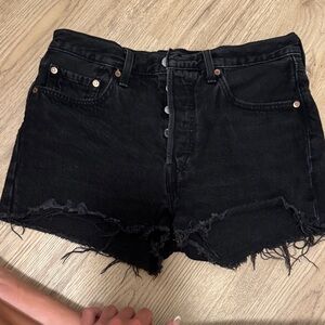 Levi's Black Frayed Jean Shorts